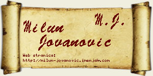 Milun Jovanović vizit kartica